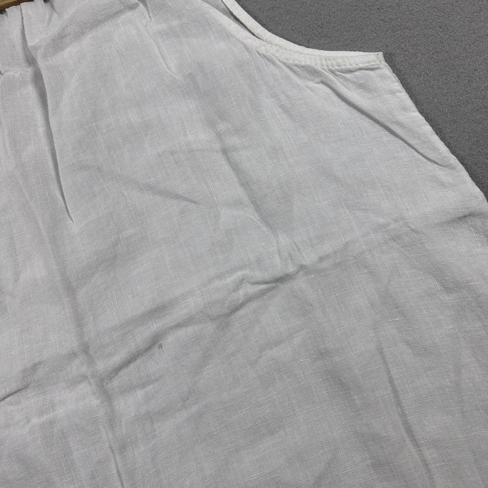 Francesca Bettini Dress Womens L White Linen Tank Sleeveless Knee Italy Summer - Picture 5 of 9